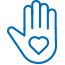 Ícono de mano con corazón